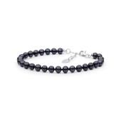 Bratara perle naturale negre si argint DiAmanti FORB65-B-G